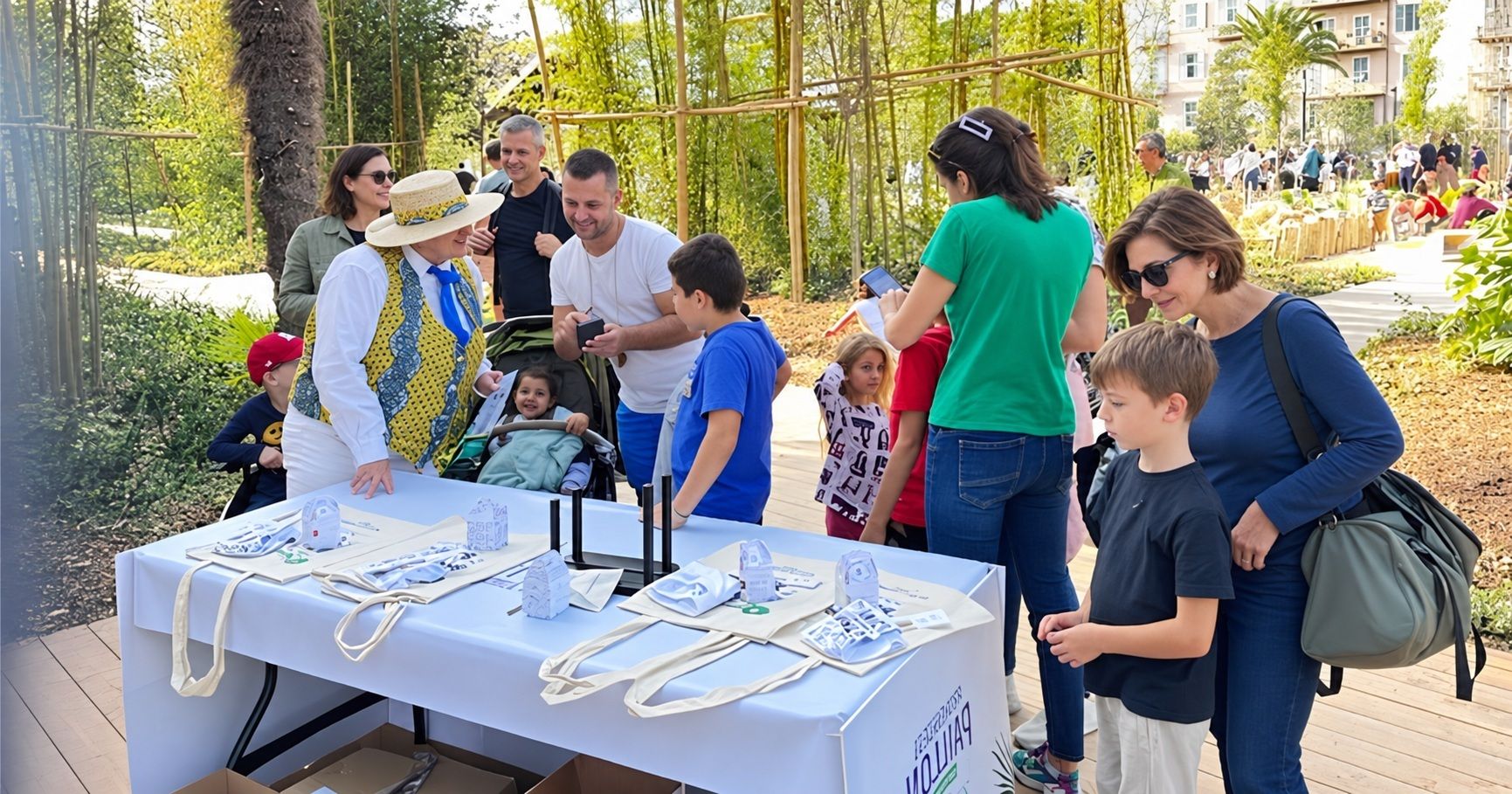 Le stand de départ du jeu de piste de la Promenade du Paillon, à Nice